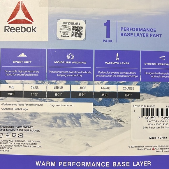 Reebok Women's Base Layer Pant, 1 Pack, Size S-2XL - Picture 7 of 8